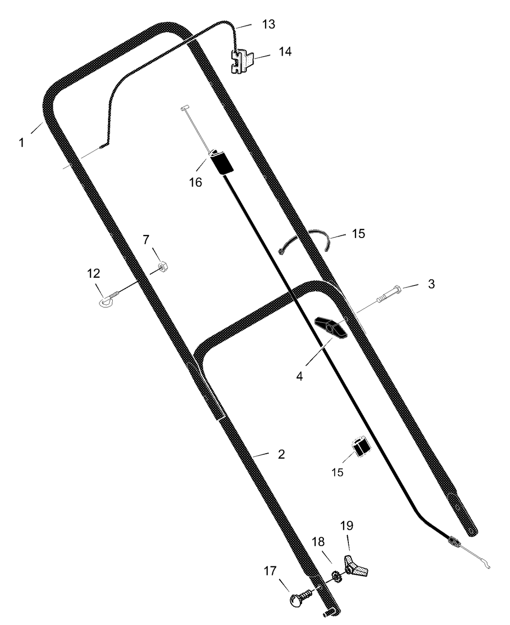 Handle Assembly Diagram and Parts List for 22265X8C 2001 Briggs and Stratton Lawn Mower